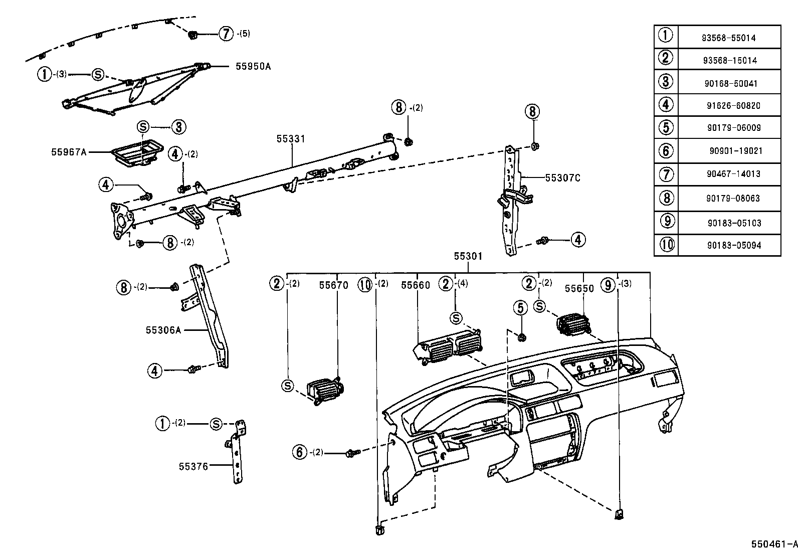 55306-10040 BRACE SUB-ASSY, INSTRUMENT PANEL, NO.1 product image