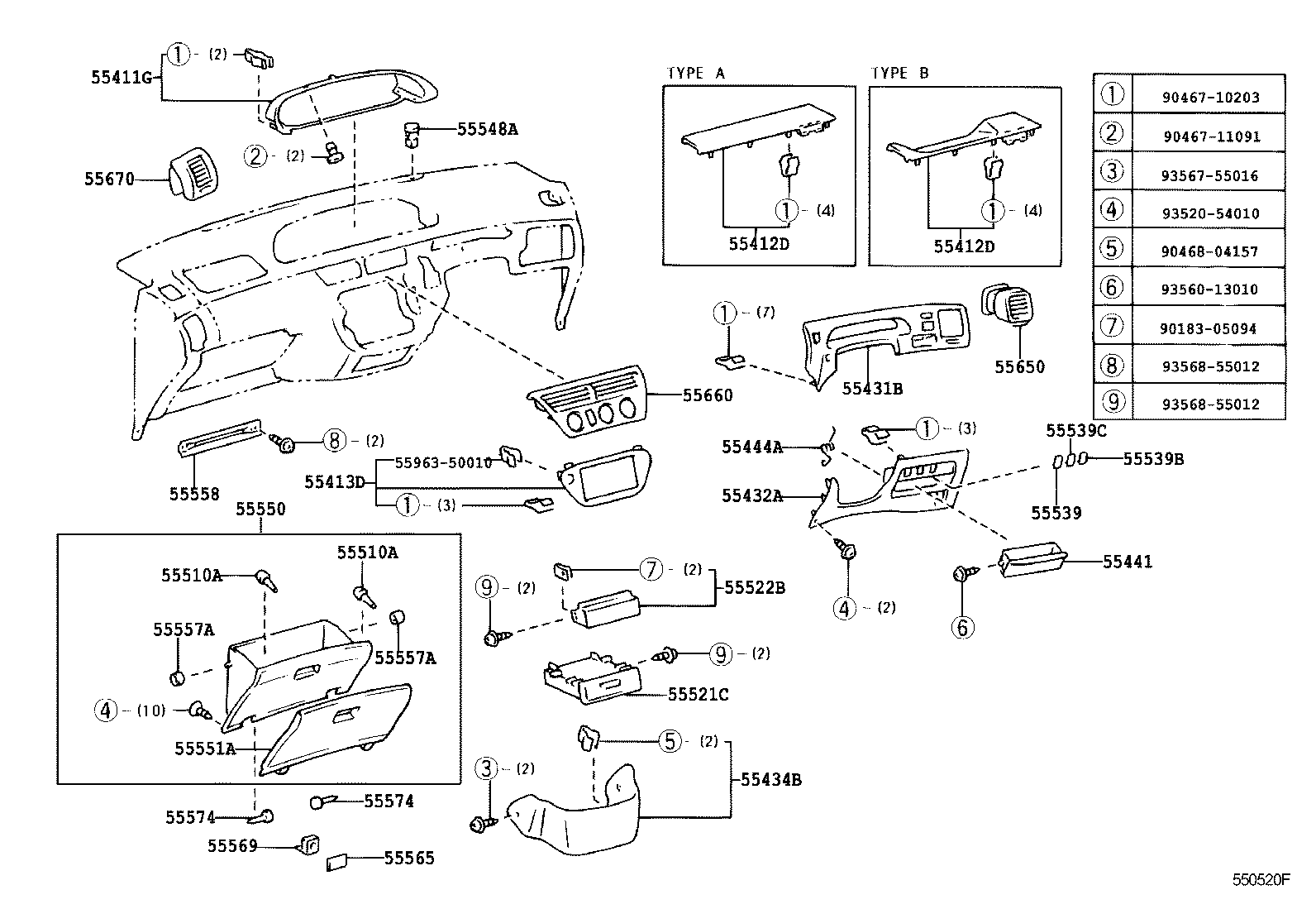 55306-32130 BRACE SUB-ASSY, INSTRUMENT PANEL, NO.1 product image