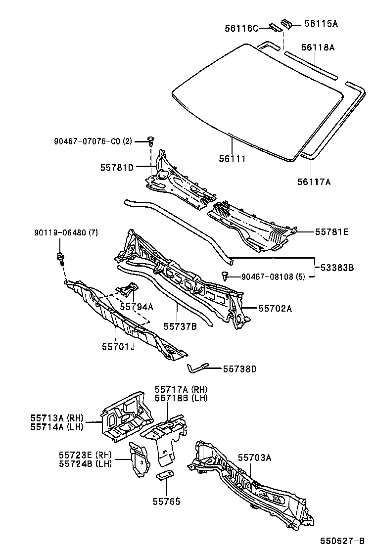 55709-44070 LOUVER SUB-ASSY, COWL TOP VENTILATOR product image
