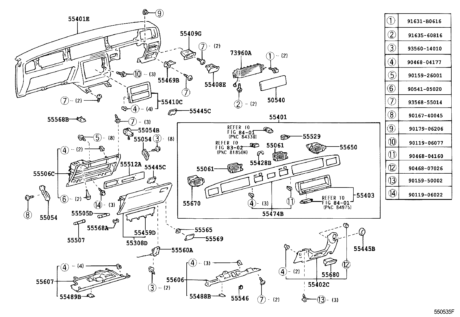 55054-40050 STOPPER SUB-ASSY, GLOVE COMPARTMENT DOOR product image