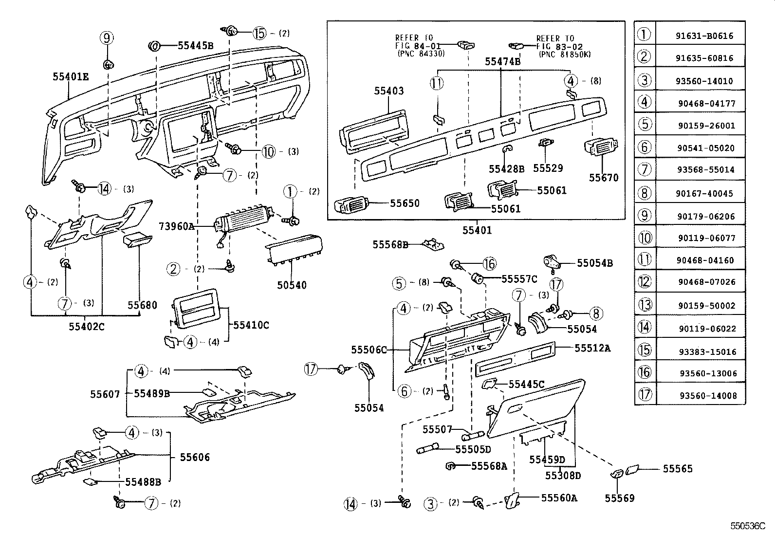 55054-40050 STOPPER SUB-ASSY, GLOVE COMPARTMENT DOOR product image