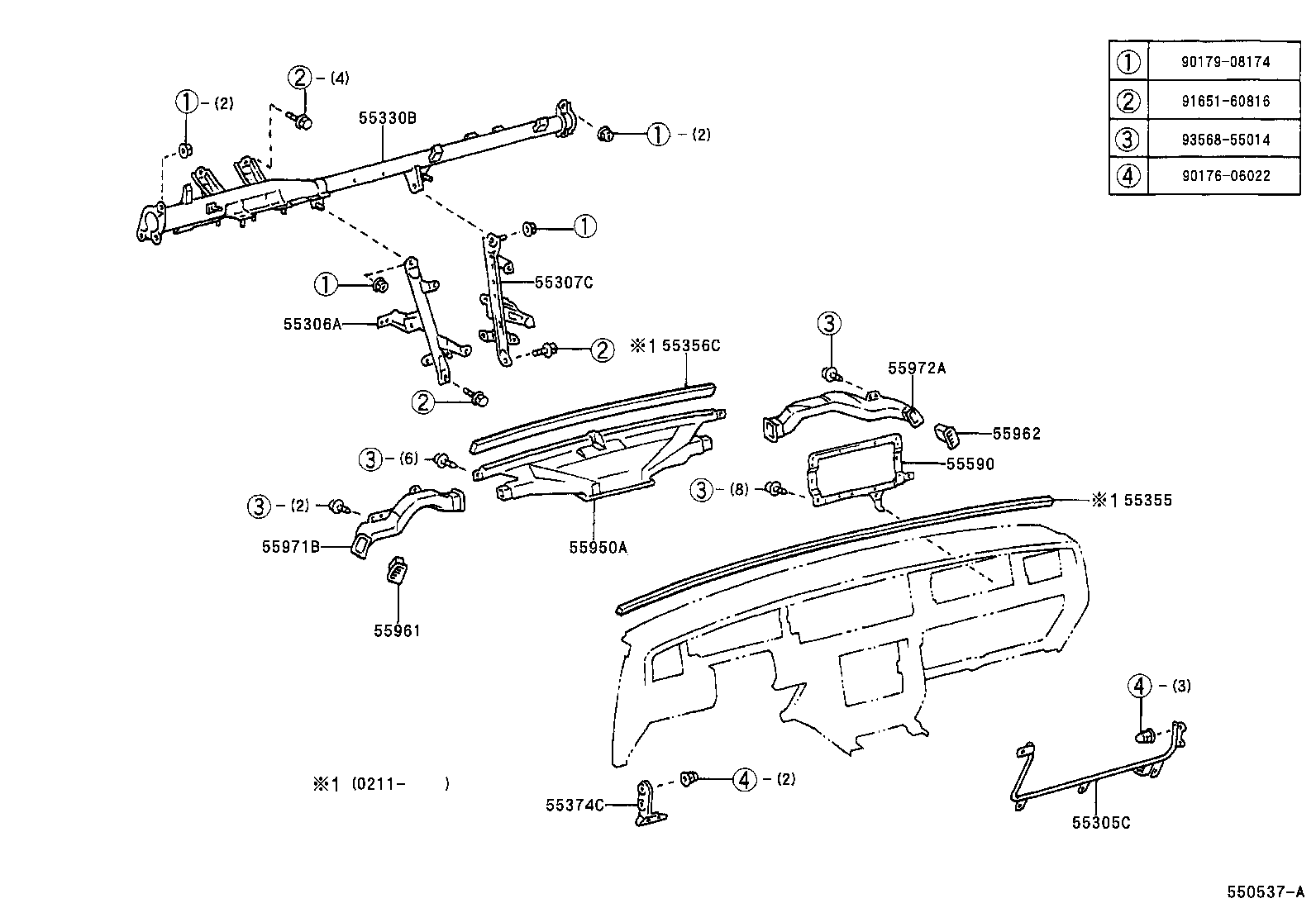 55054-40050 STOPPER SUB-ASSY, GLOVE COMPARTMENT DOOR product image