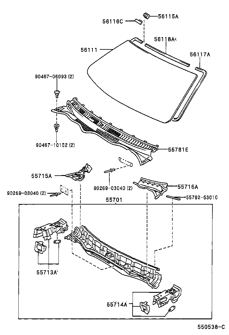 55708-53010 LOUVER SUB-ASSY, COWL TOP VENTILATOR product image
