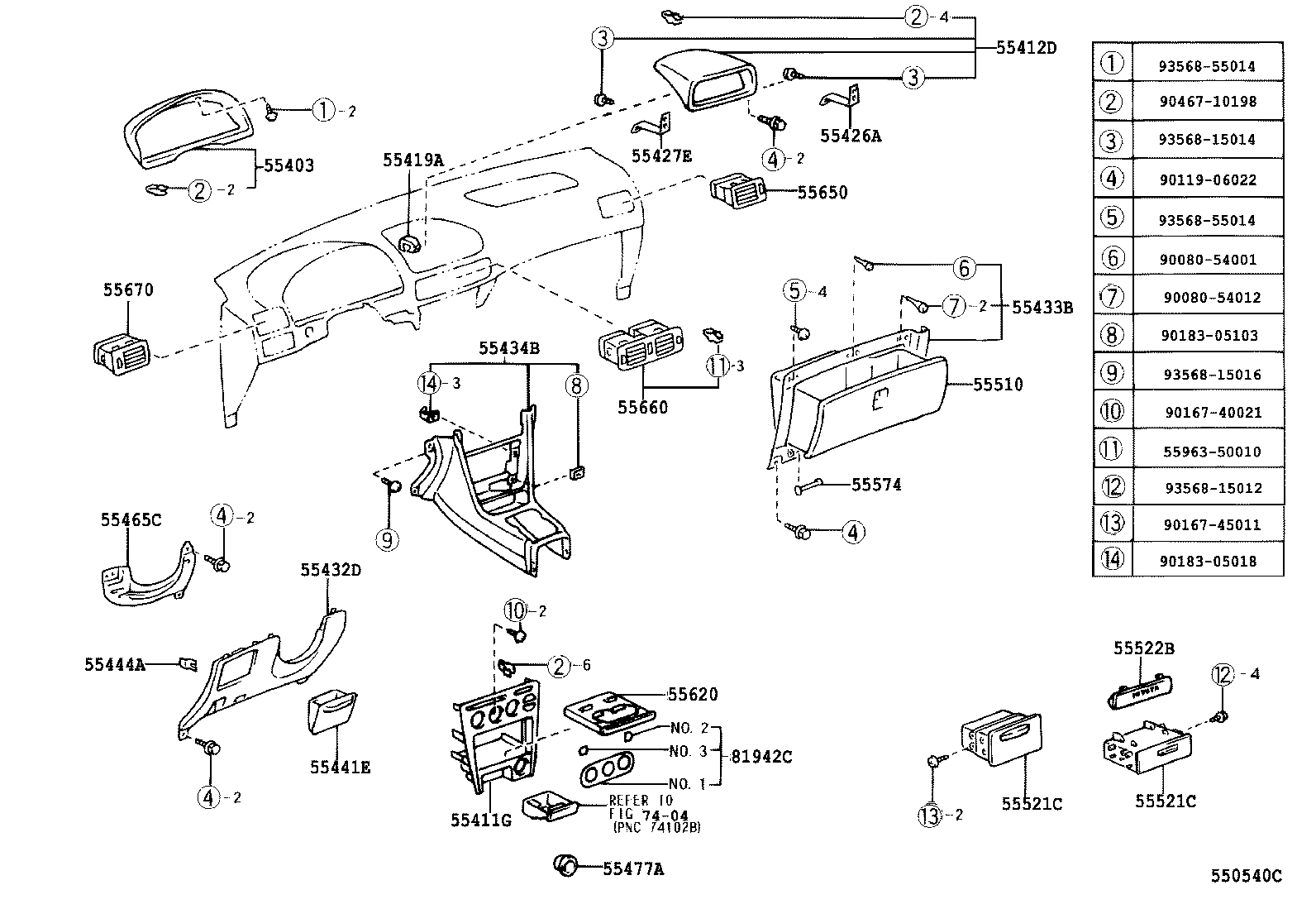 55308-02040 BRACKET SUB-ASSY, INSTRUMENT PANEL, CENTER product image