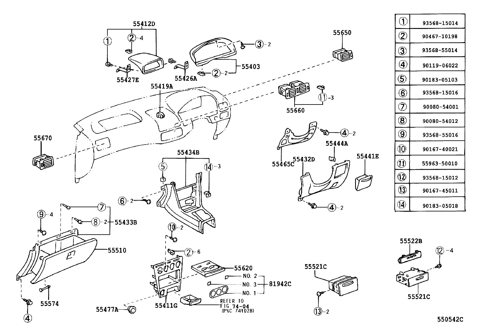 55308-02040 BRACKET SUB-ASSY, INSTRUMENT PANEL, CENTER product image