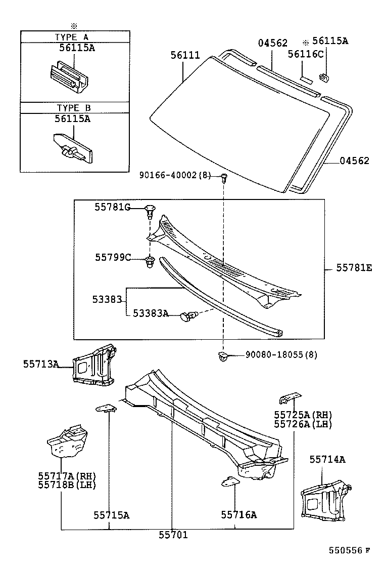 90467-08184 CLIP, COWL TOP VENTILATOR LOUVER product image
