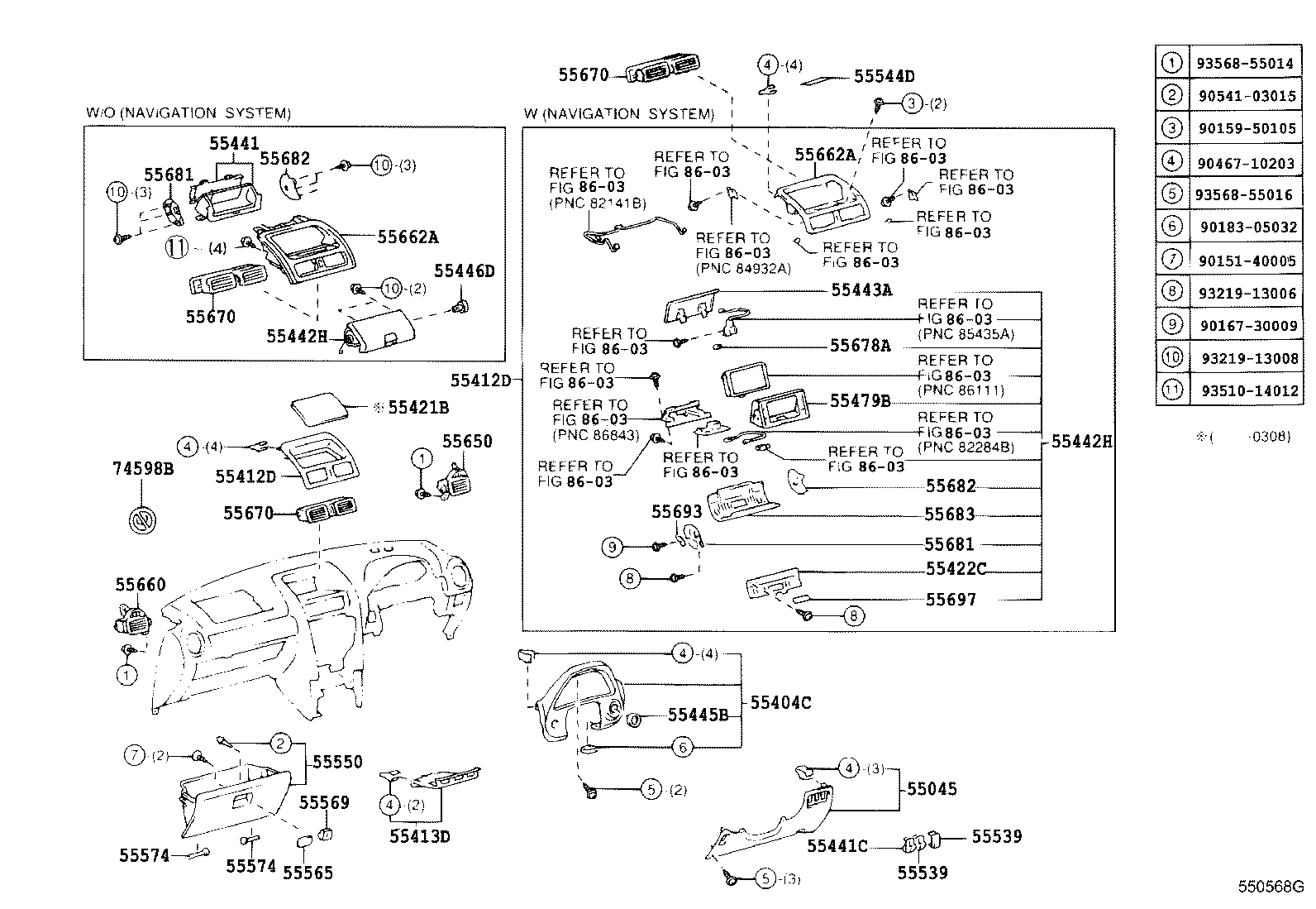 55352-53020 BRACE SUB-ASSY, INSTRUMENT PANEL, NO.2 product image