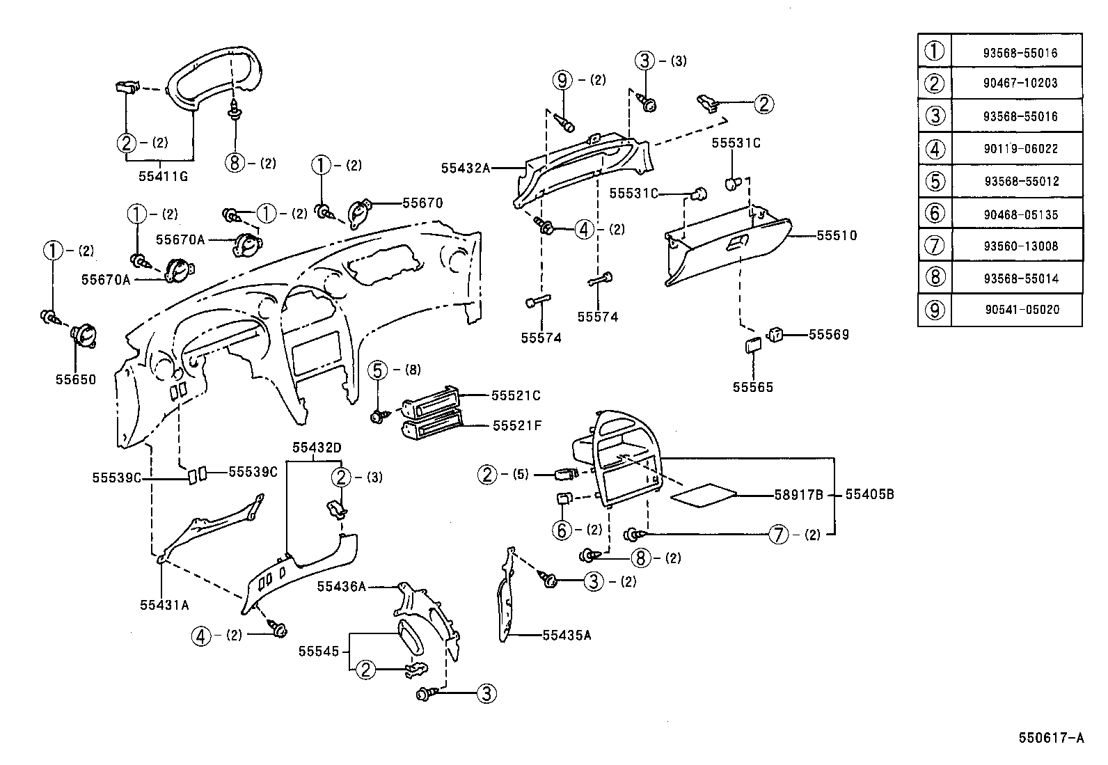 55405-20340 PANEL SUB-ASSY, INSTRUMENT CLUSTER FINISH, CENTER product image