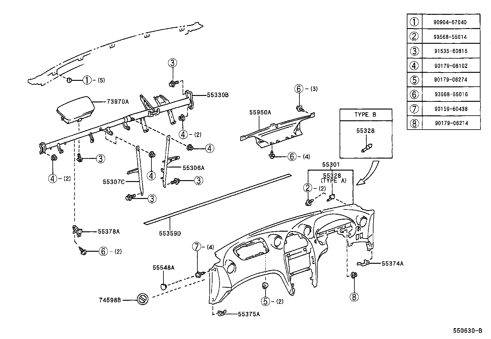 55307-20190 BRACE SUB-ASSY, INSTRUMENT PANEL, NO.2 product image