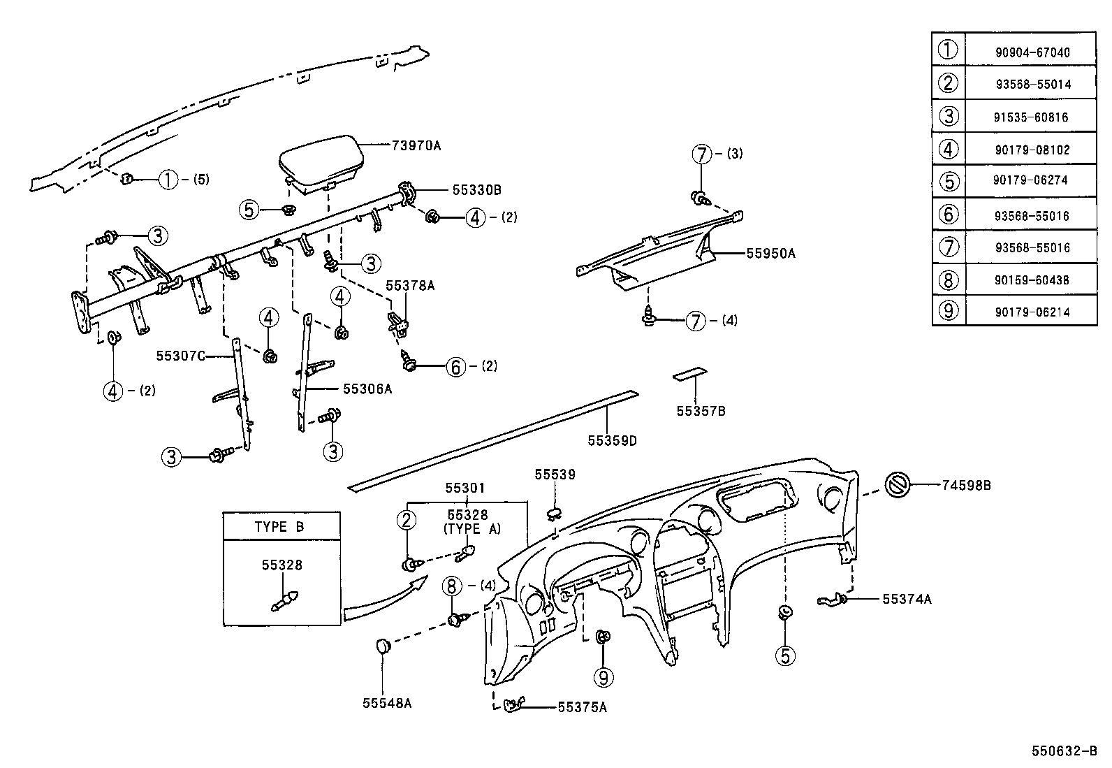 55307-20190 BRACE SUB-ASSY, INSTRUMENT PANEL, NO.2 product image