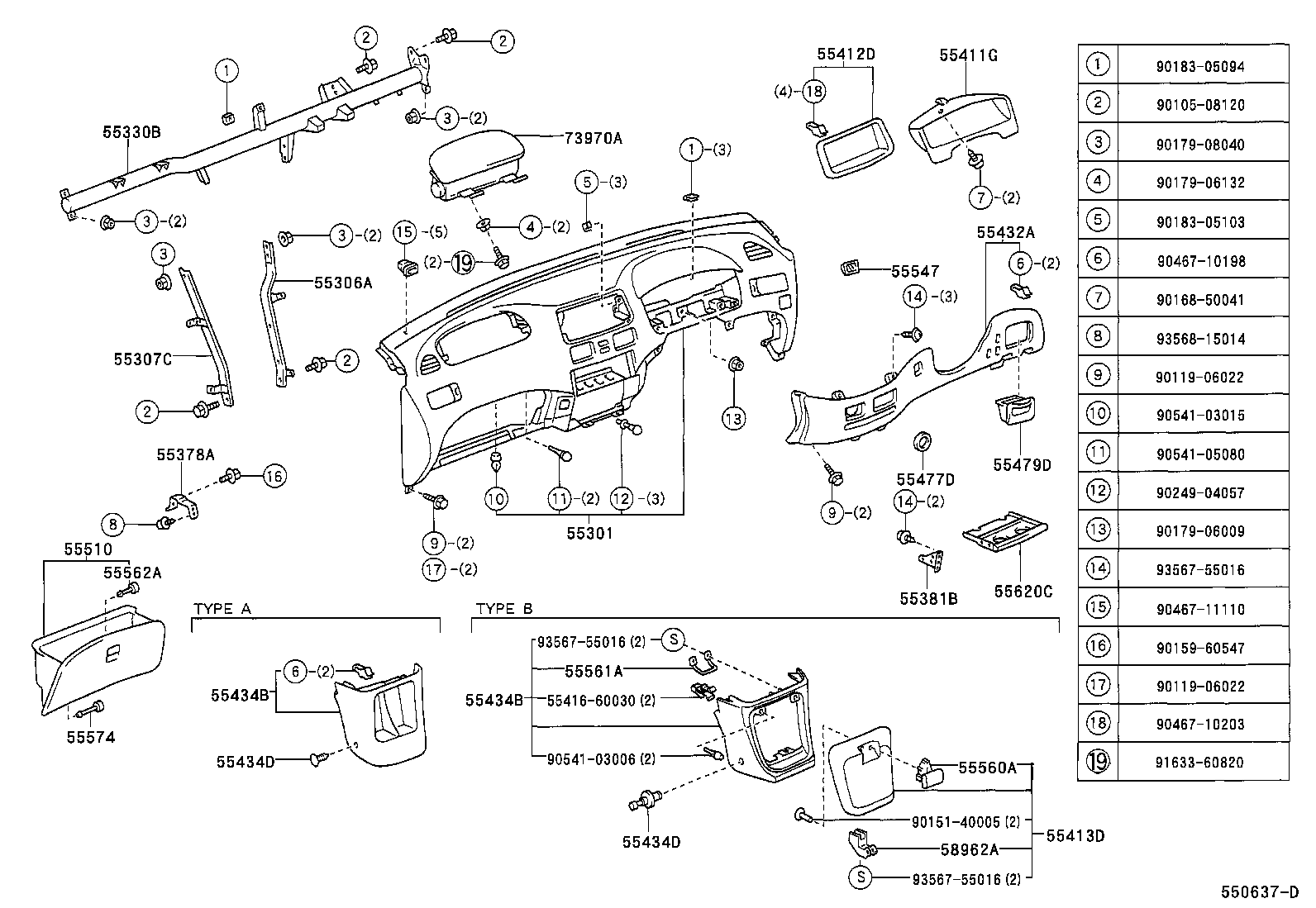 55306-46010 BRACE SUB-ASSY, INSTRUMENT PANEL, NO.1 product image