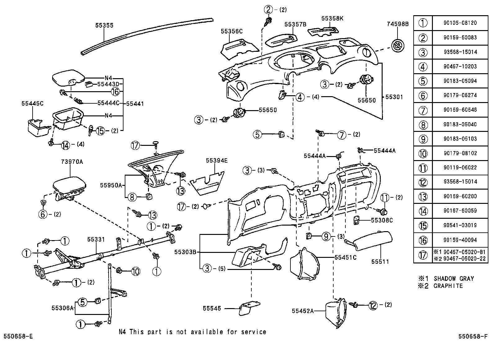 55306-52011 BRACE SUB-ASSY, INSTRUMENT PANEL, NO.1 product image