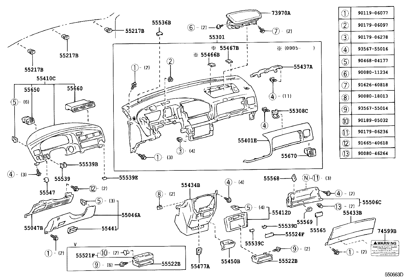 55306-08011 BRACE SUB-ASSY, INSTRUMENT PANEL, NO.1 product image