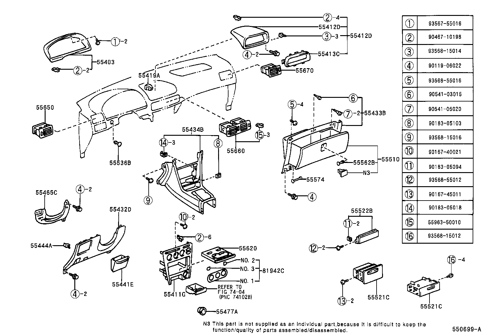 55306-12230 BRACE SUB-ASSY, INSTRUMENT PANEL, NO.1 product image