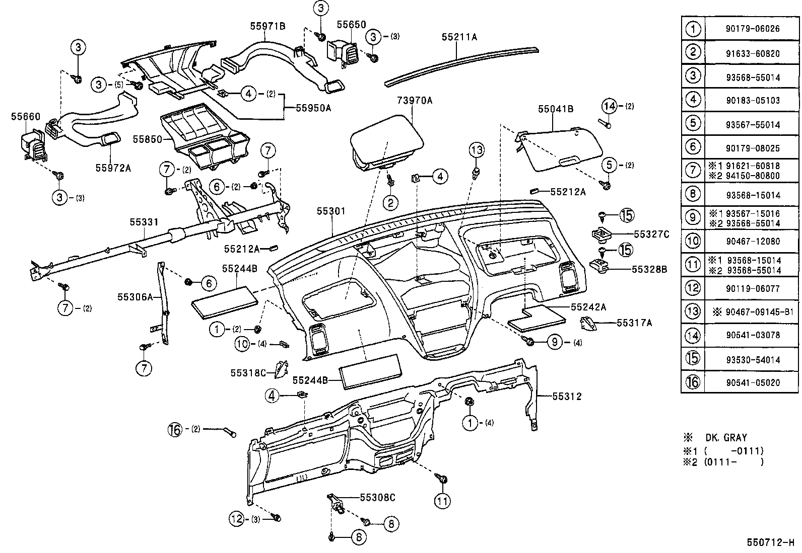 55306-63010 BRACE SUB-ASSY, INSTRUMENT PANEL, NO.1 product image