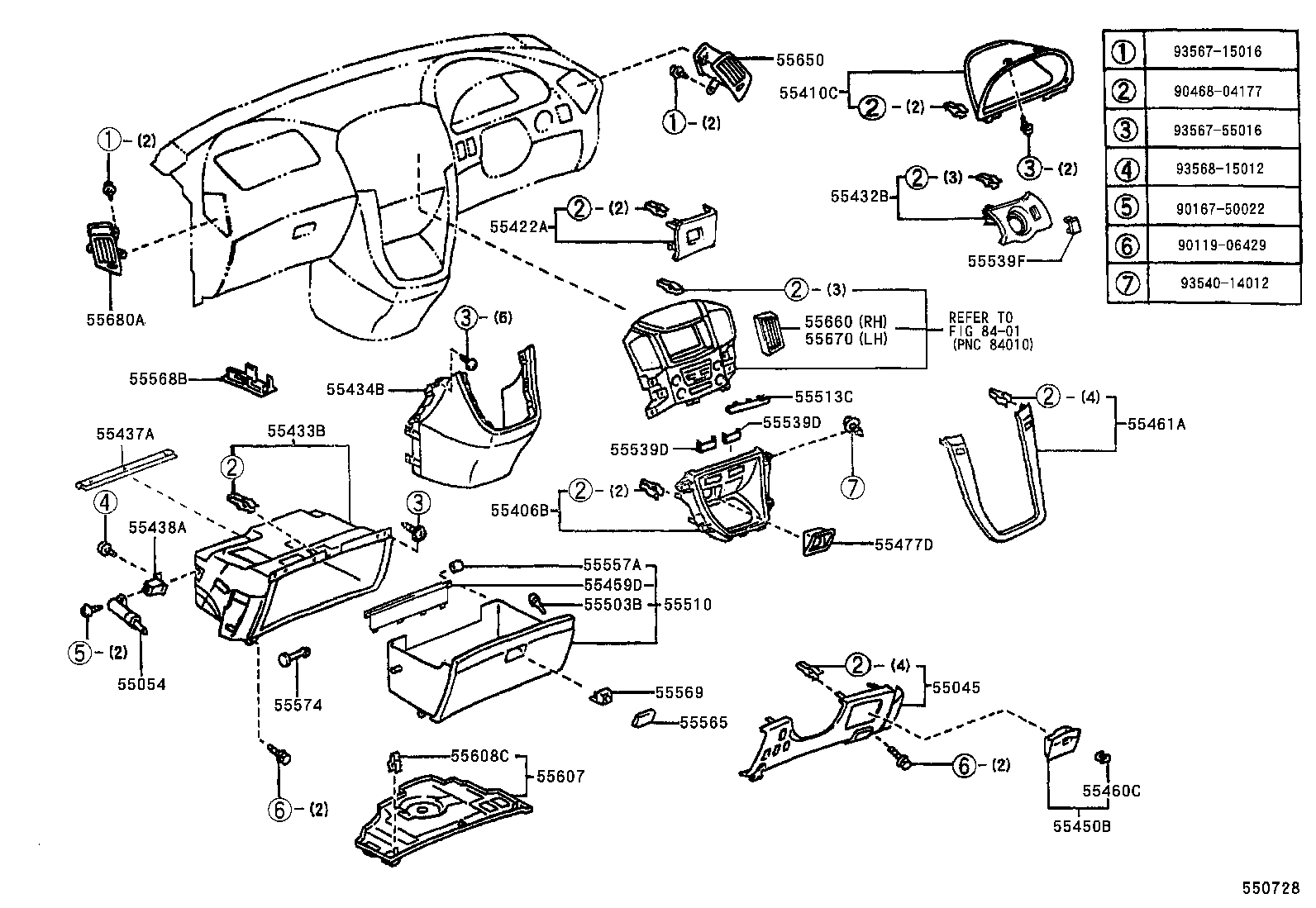 55054-33050 STOPPER SUB-ASSY, GLOVE COMPARTMENT DOOR product image