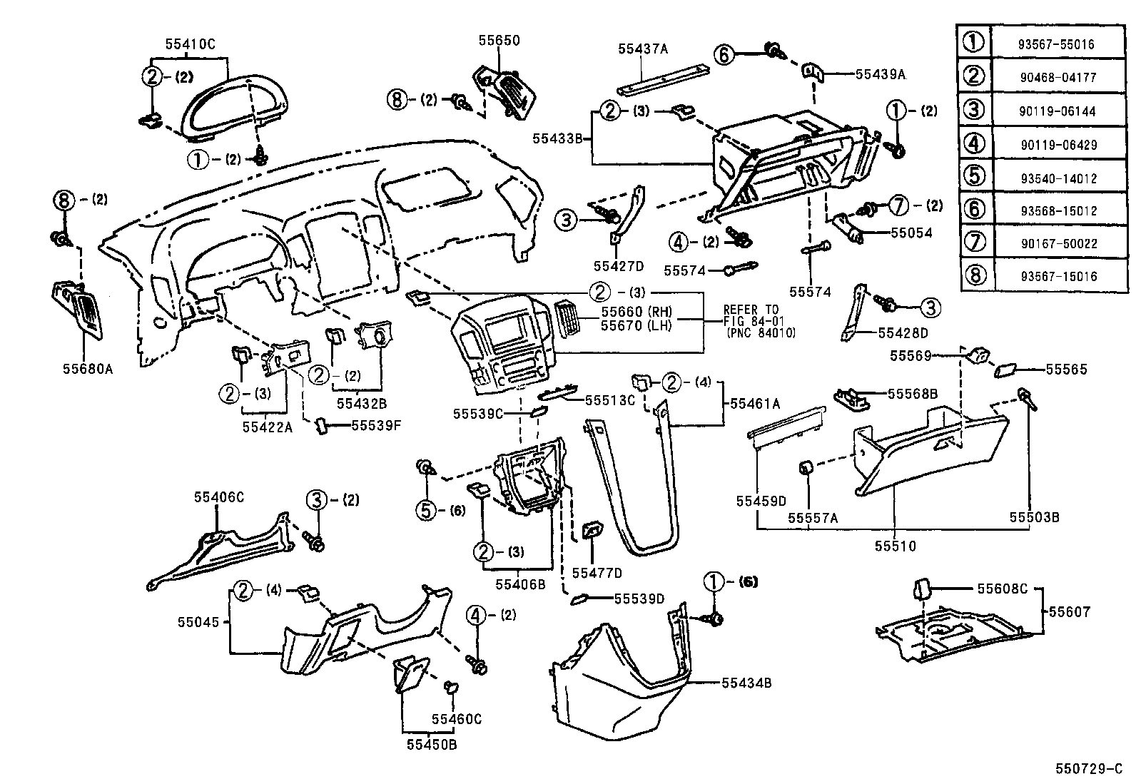 55054-33050 STOPPER SUB-ASSY, GLOVE COMPARTMENT DOOR product image