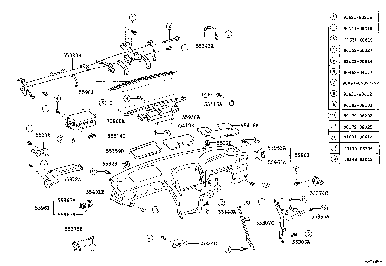 55405-50080 PANEL SUB-ASSY, INSTRUMENT CLUSTER FINISH, CENTER product image