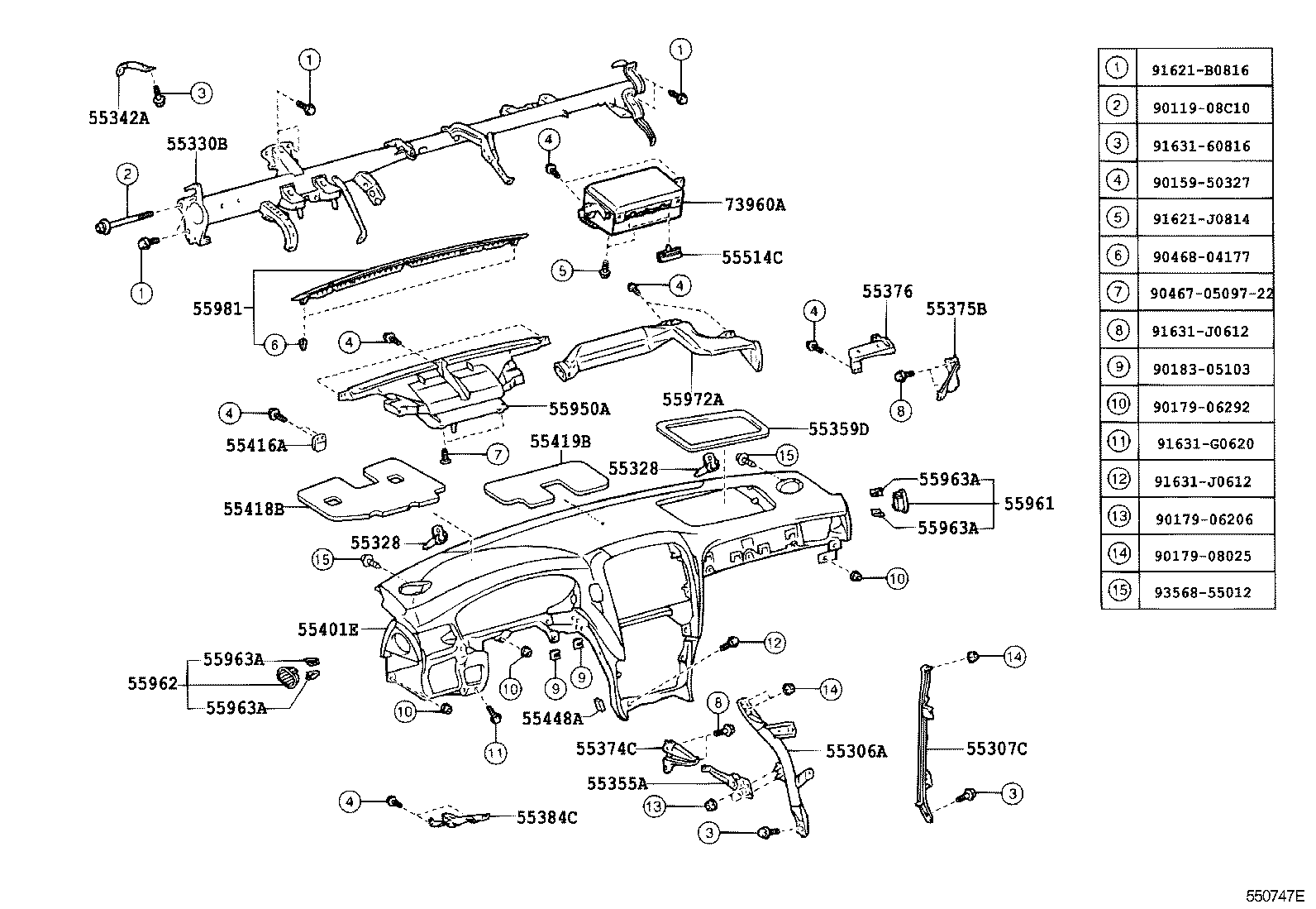55405-50080 PANEL SUB-ASSY, INSTRUMENT CLUSTER FINISH, CENTER product image