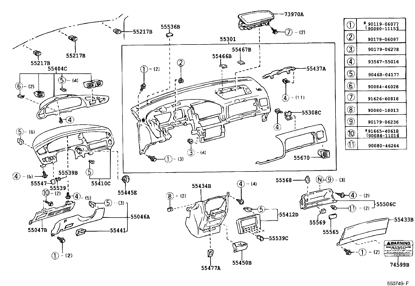 55306-08011 BRACE SUB-ASSY, INSTRUMENT PANEL, NO.1 product image