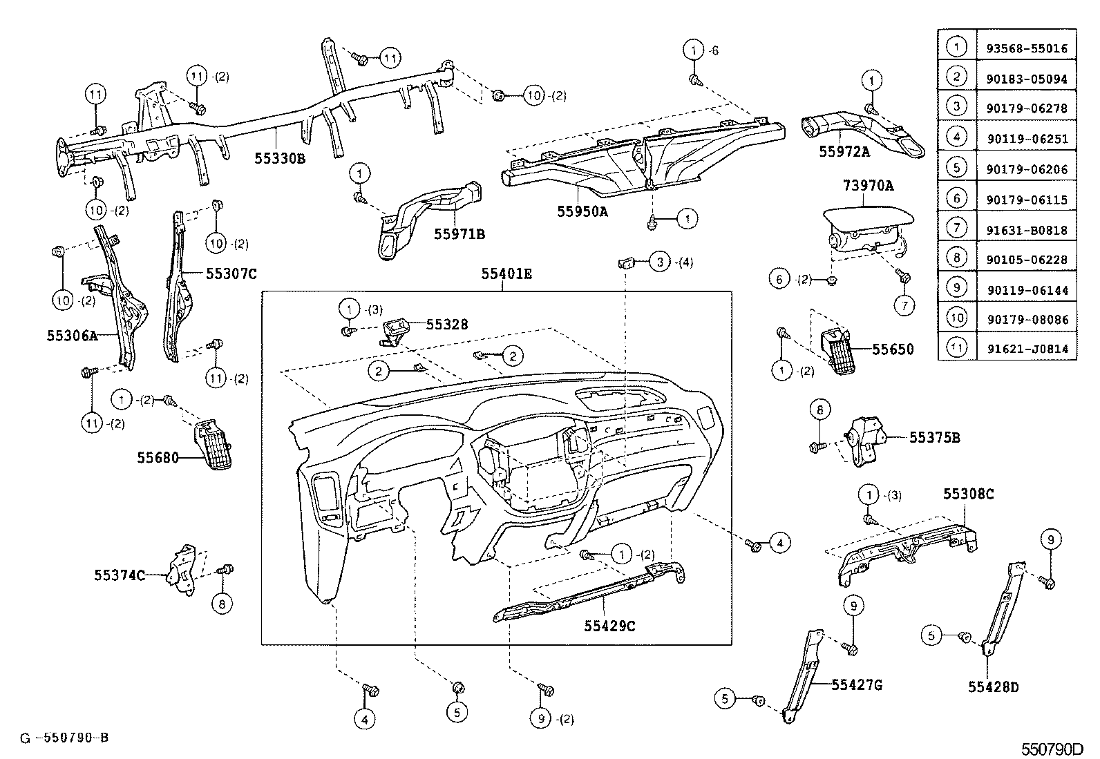 55405-48090-B0 PANEL SUB-ASSY, INSTRUMENT CLUSTER FINISH, CENTER product image