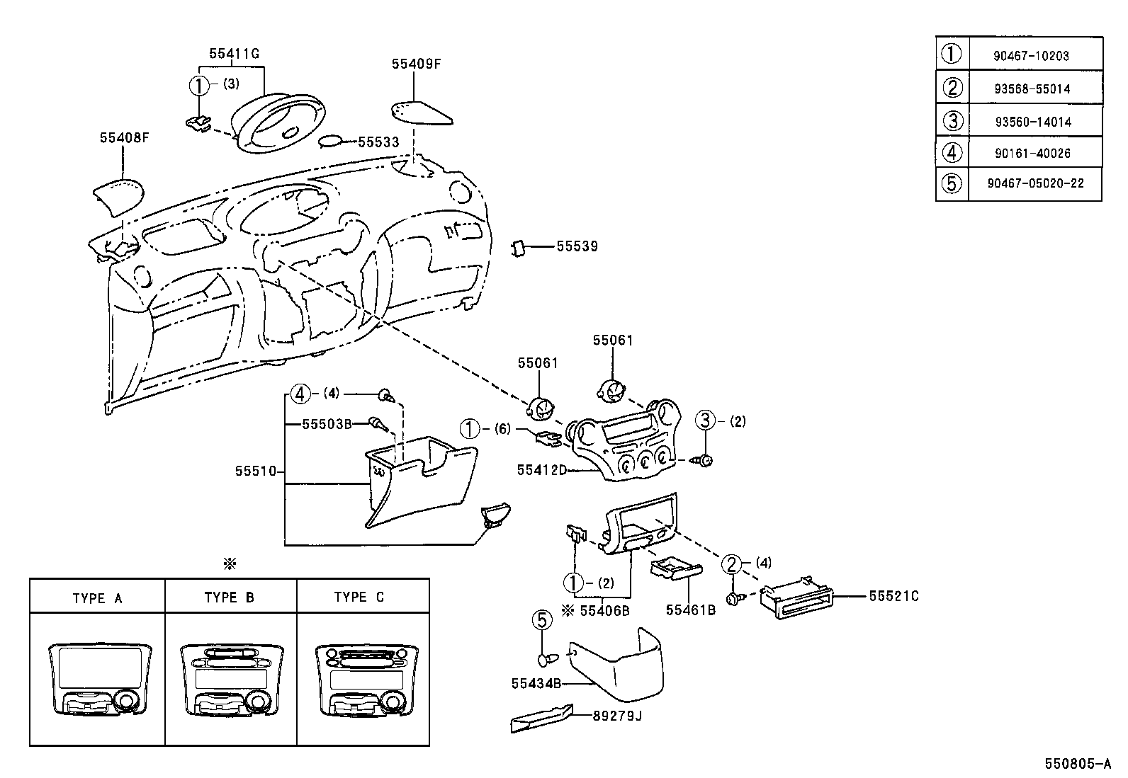55405-0D120-B0 PANEL SUB-ASSY, INSTRUMENT CLUSTER FINISH, CENTER product image