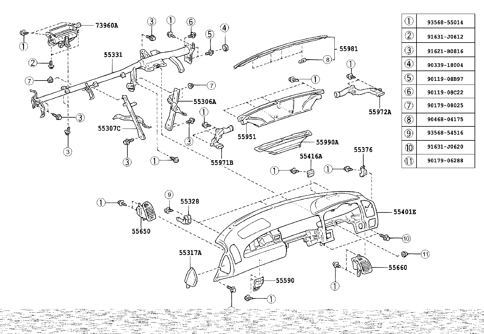 55405-24030-B0 PANEL SUB-ASSY, INSTRUMENT CLUSTER FINISH, CENTER product image