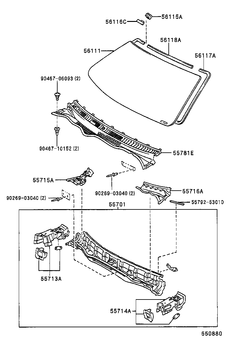55708-53010 LOUVER SUB-ASSY, COWL TOP VENTILATOR product image