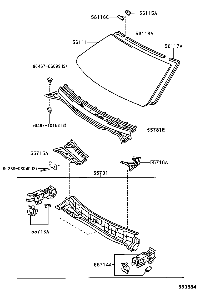 55708-53010 LOUVER SUB-ASSY, COWL TOP VENTILATOR product image