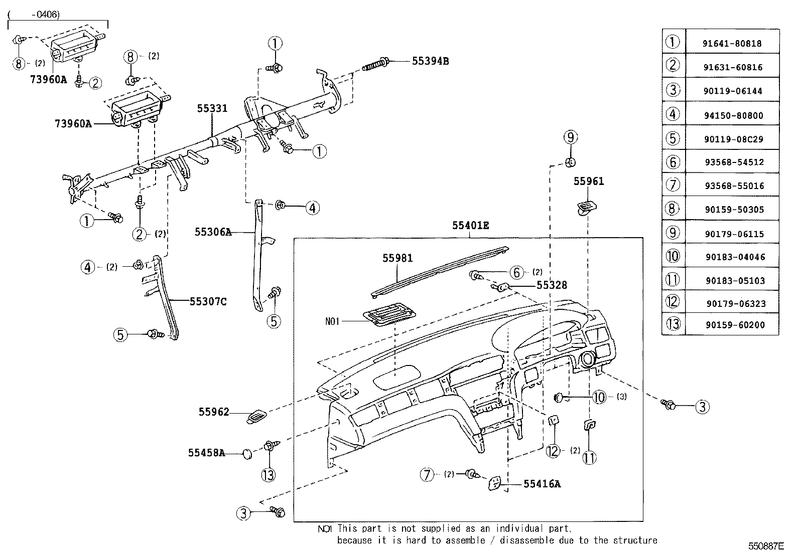55405-33200 PANEL SUB-ASSY, INSTRUMENT CLUSTER FINISH, CENTER product image