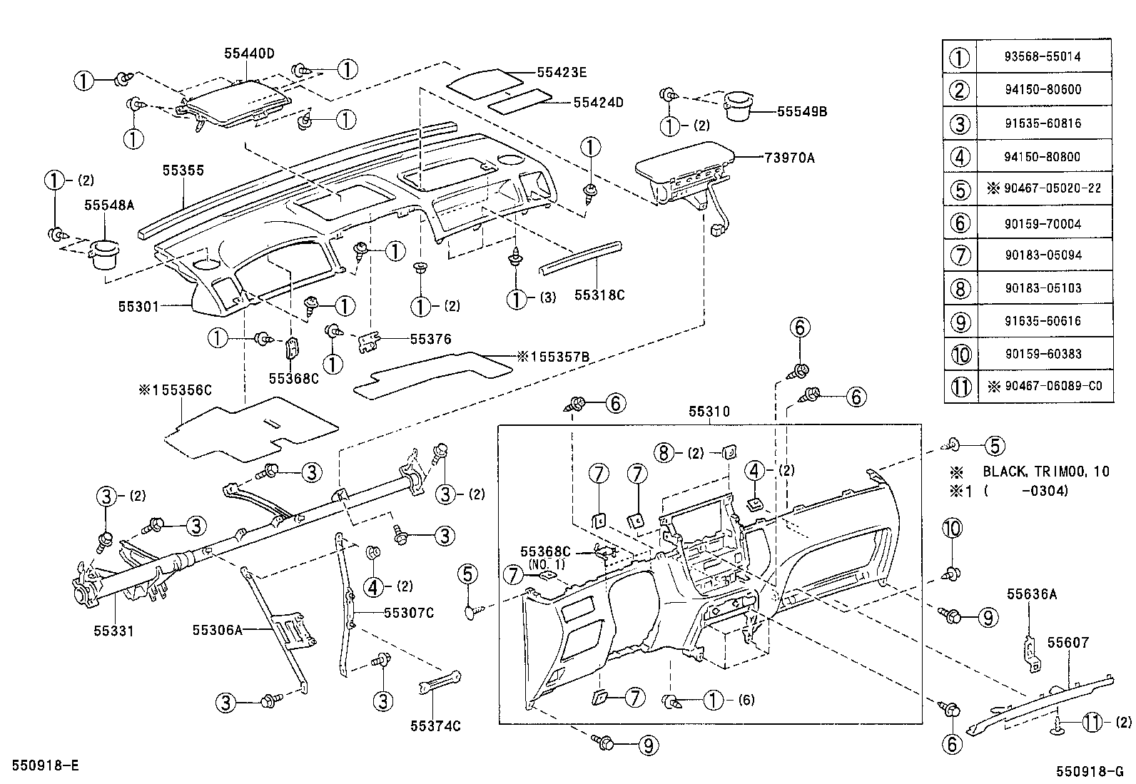 55349-13010 BRACKET, INSTRUMENT PANEL LOWER MOUNTING, NO.1 product image