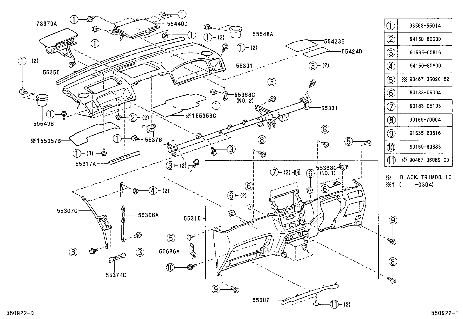 55349-13010 BRACKET, INSTRUMENT PANEL LOWER MOUNTING, NO.1 product image