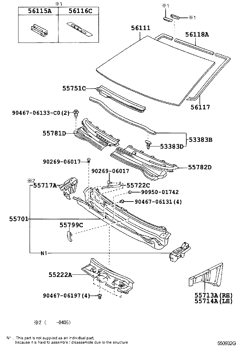 53383-02060 SEAL, HOOD TO COWL TOP product image