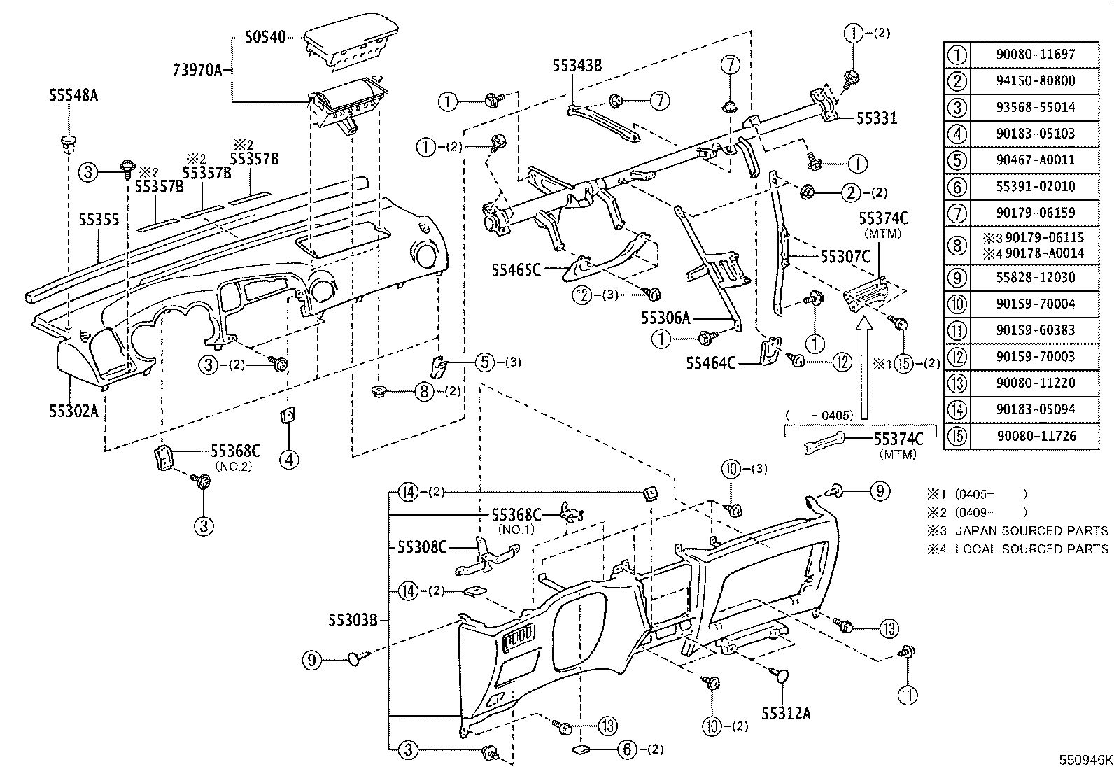 55405-01040 PANEL SUB-ASSY, INSTRUMENT CLUSTER FINISH, CENTER product image