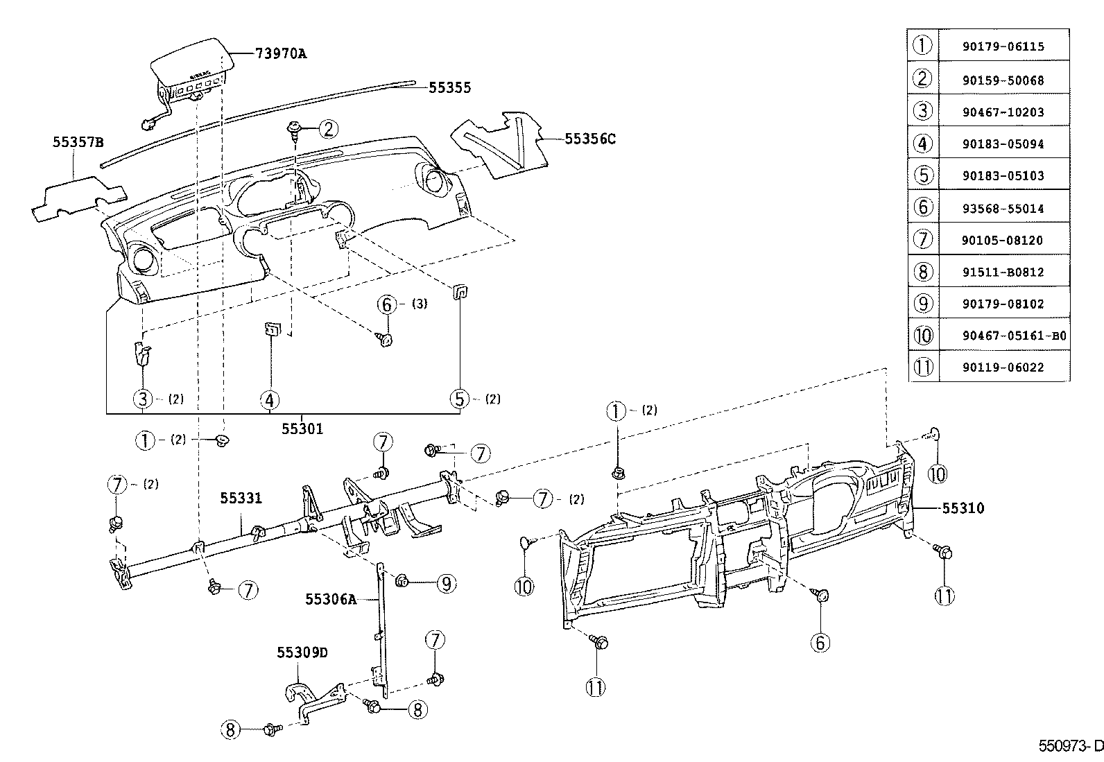 55309-52010 BRACE SUB-ASSY, INSTRUMENT PANEL TO FLOOR product image