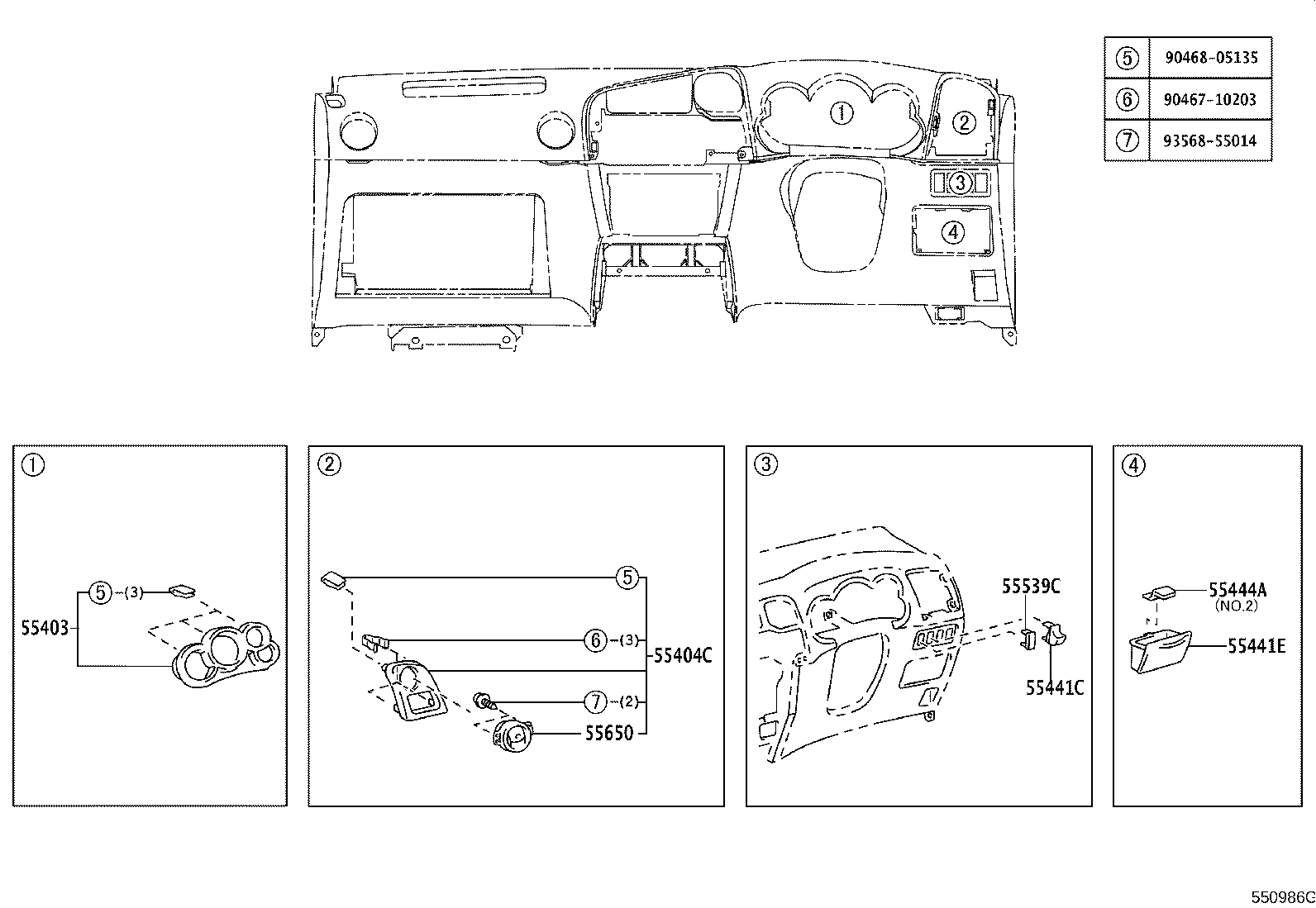 55405-01050 PANEL SUB-ASSY, INSTRUMENT CLUSTER FINISH, CENTER product image
