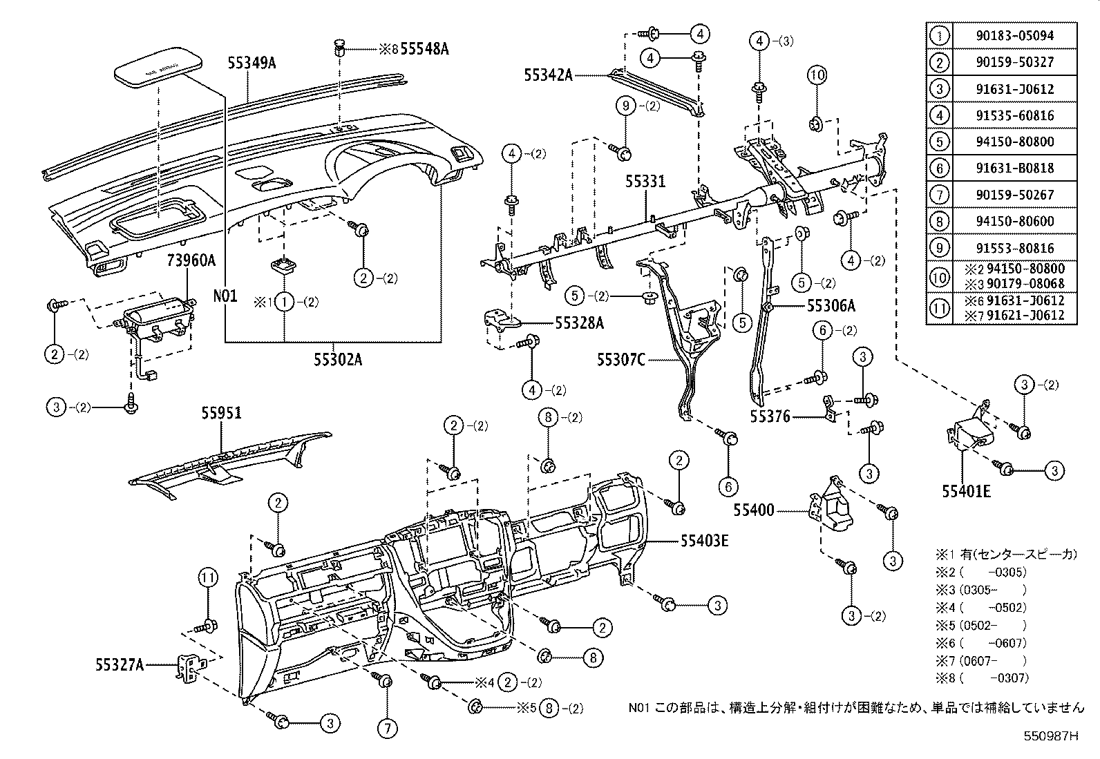 55302-58020-E0 PANEL SUB-ASSY, INSTRUMENT, UPPER product image