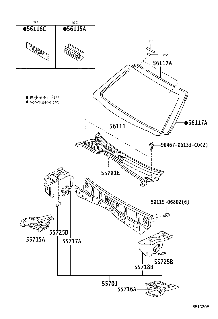 55708-60030 LOUVER SUB-ASSY, COWL TOP VENTILATOR product image