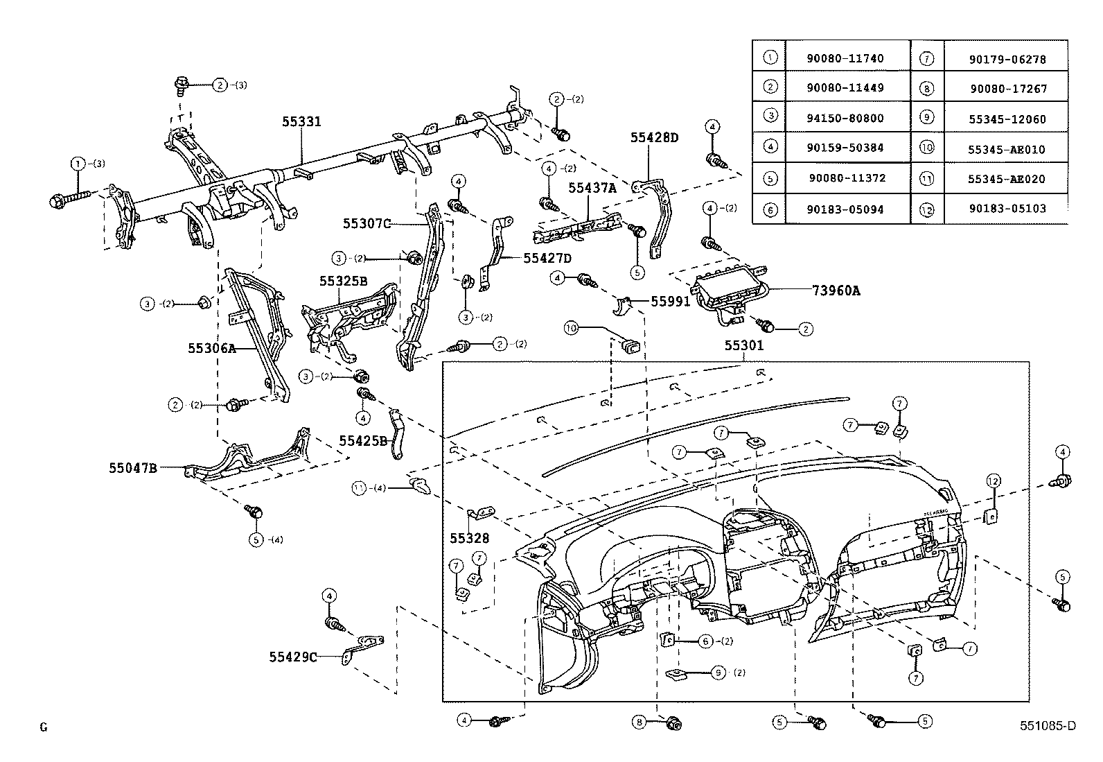 55042-AE011-B0 DOOR SUB-ASSY, INSTRUMENT PANEL BOX, NO.2 product image