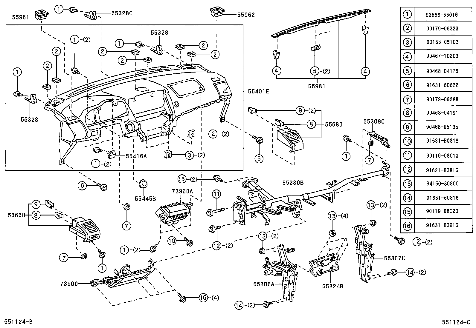 55306-48050 BRACE SUB-ASSY, INSTRUMENT PANEL, NO.1 product image
