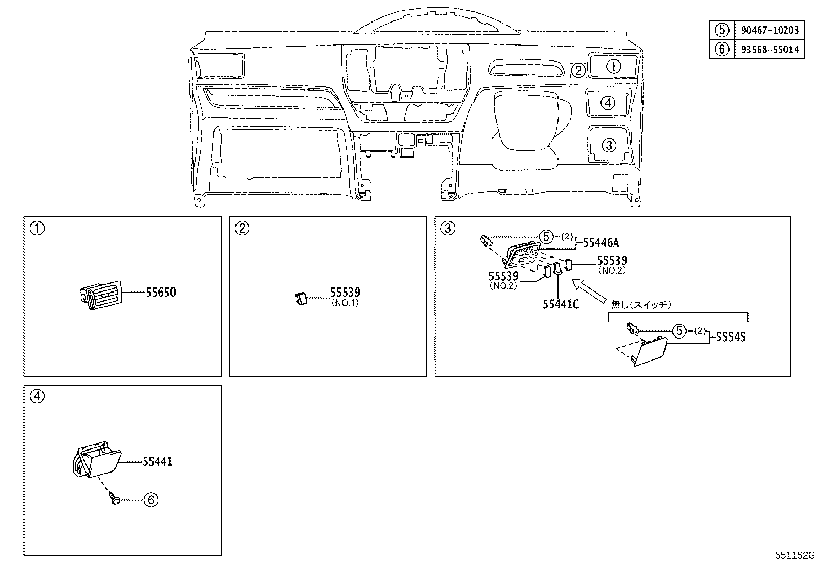 55405-46041 PANEL SUB-ASSY, INSTRUMENT CLUSTER FINISH, CENTER product image