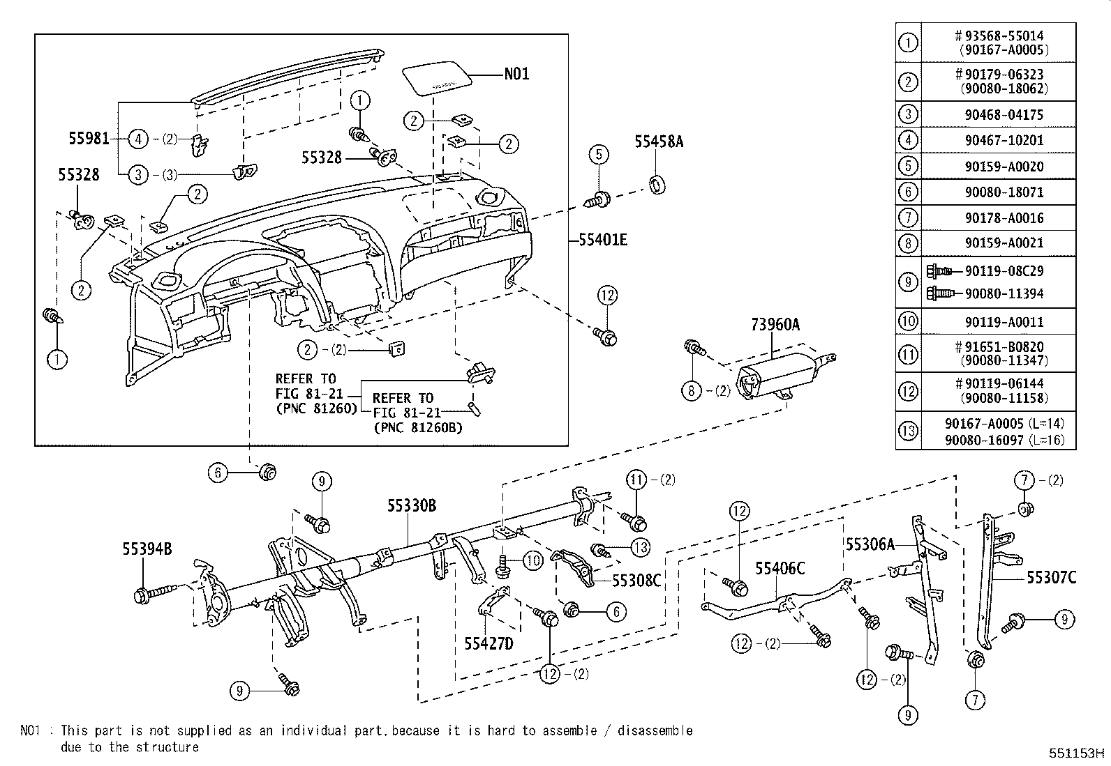 55405-AA072 PANEL SUB-ASSY, INSTRUMENT CLUSTER FINISH, CENTER product image