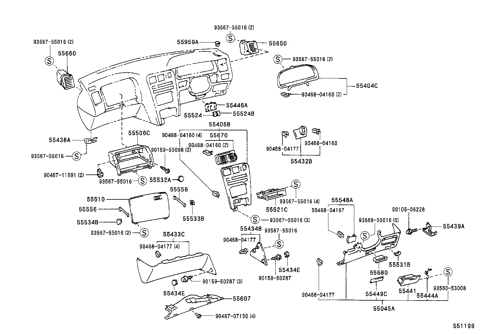 55405-22240 PANEL SUB-ASSY, INSTRUMENT CLUSTER FINISH, CENTER product image