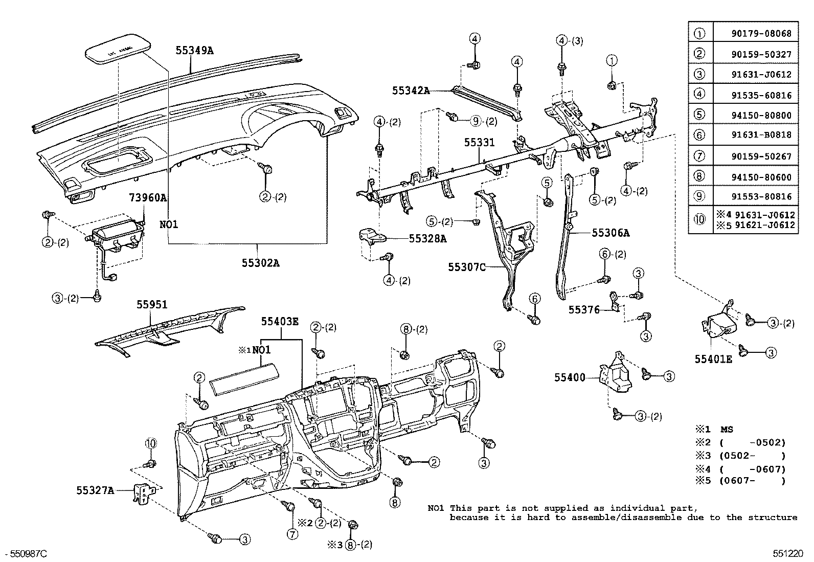 55302-58010-B0 PANEL SUB-ASSY, INSTRUMENT, UPPER product image