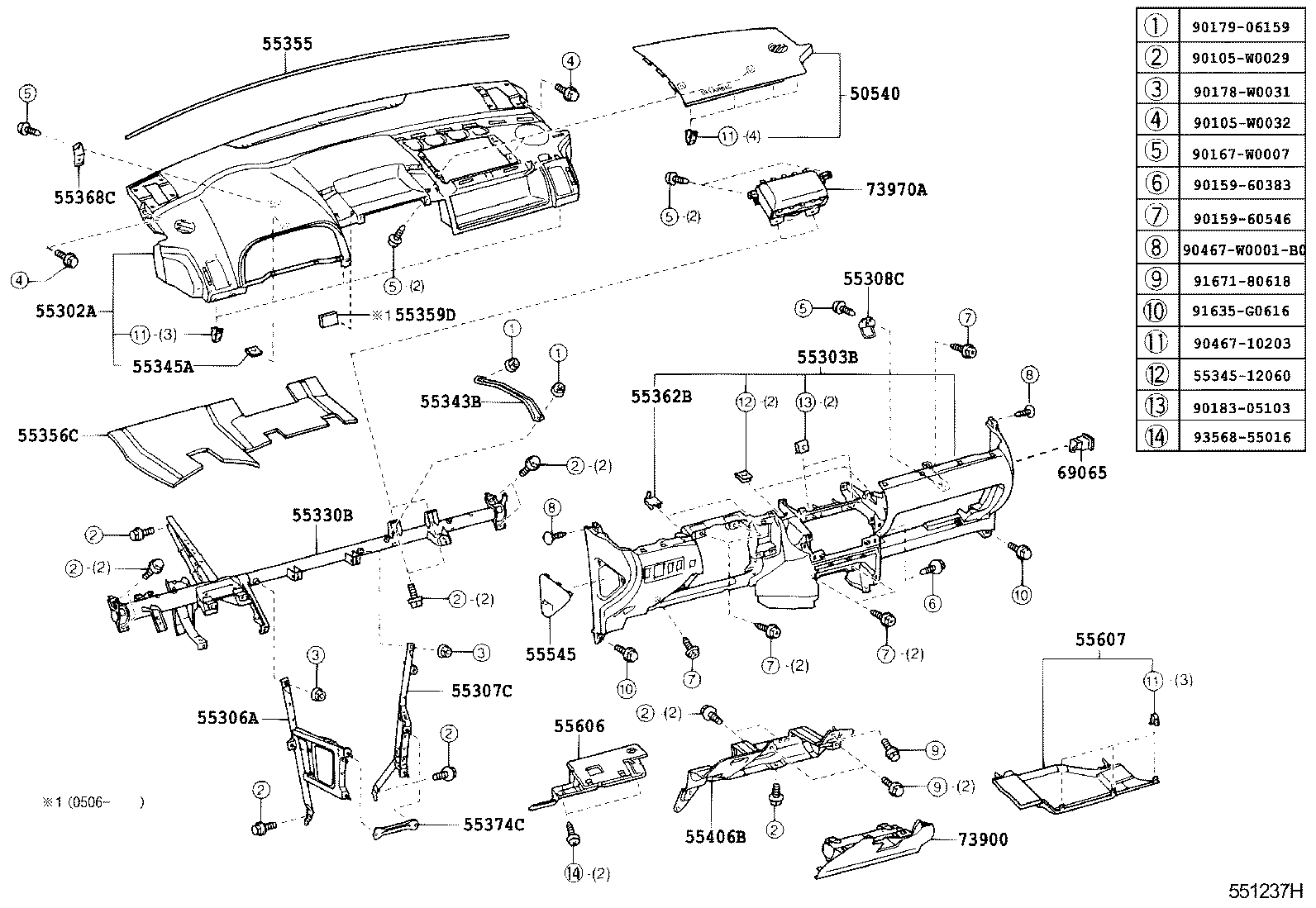 55302-0F021-B0 PANEL SUB-ASSY, INSTRUMENT, UPPER product image
