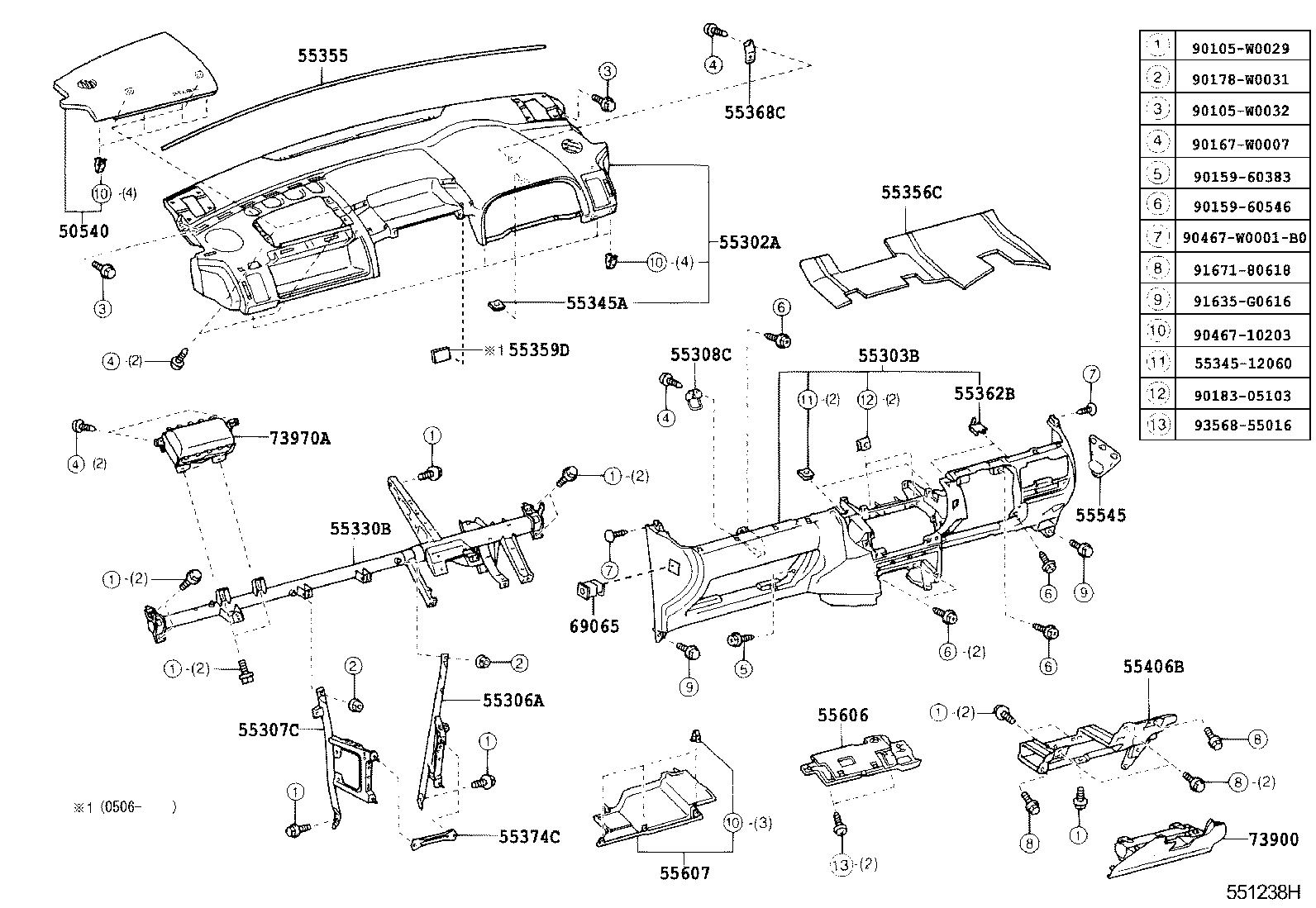 55302-0F021-B0 PANEL SUB-ASSY, INSTRUMENT, UPPER product image