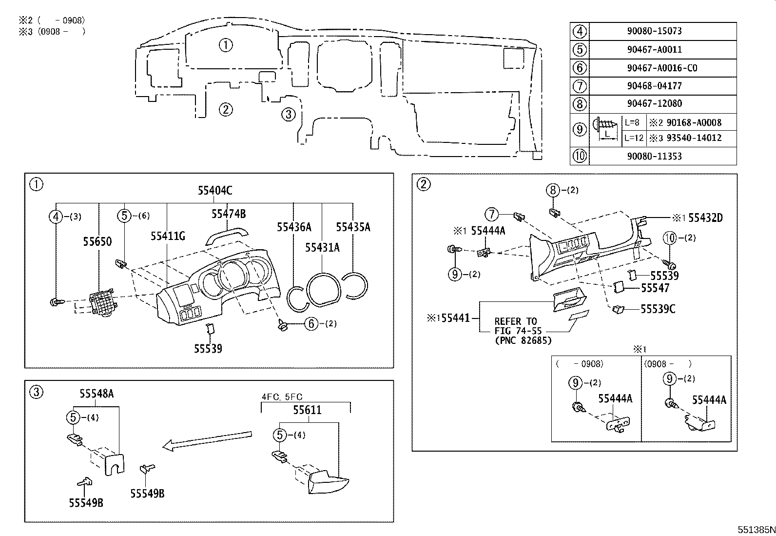 55054-04030 STOPPER SUB-ASSY, GLOVE COMPARTMENT DOOR product image