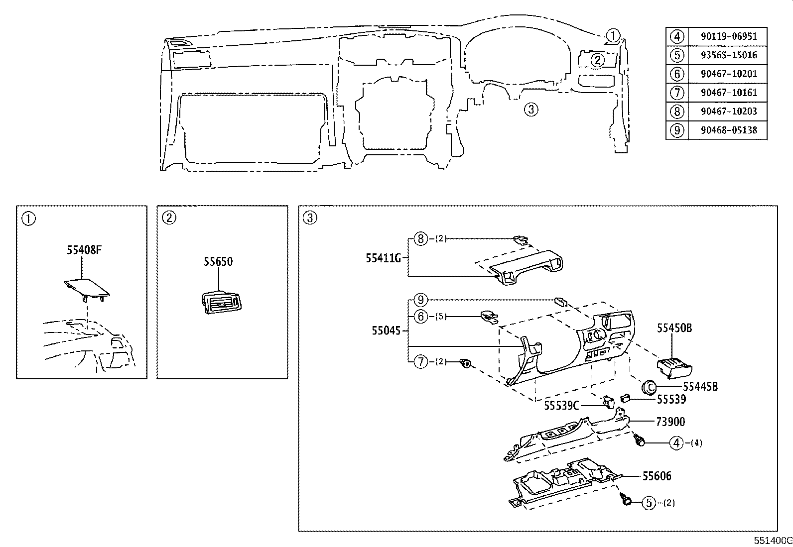 55054-30030 STOPPER SUB-ASSY, GLOVE COMPARTMENT DOOR product image
