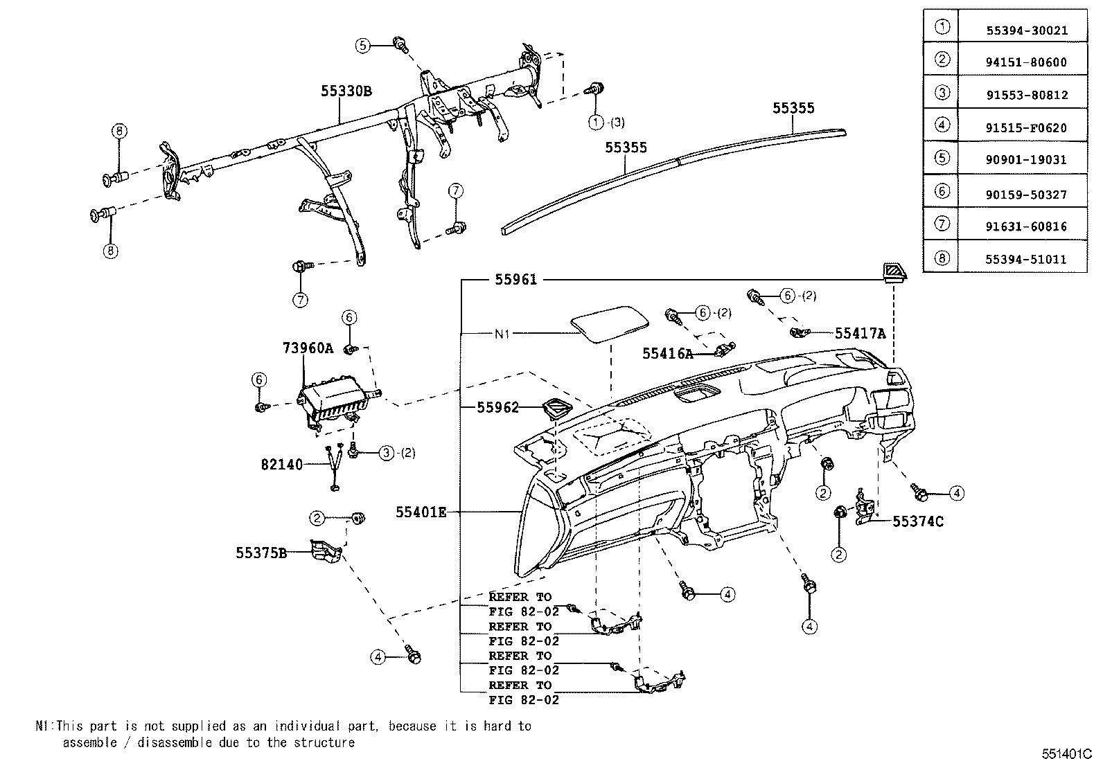 55054-30030 STOPPER SUB-ASSY, GLOVE COMPARTMENT DOOR product image