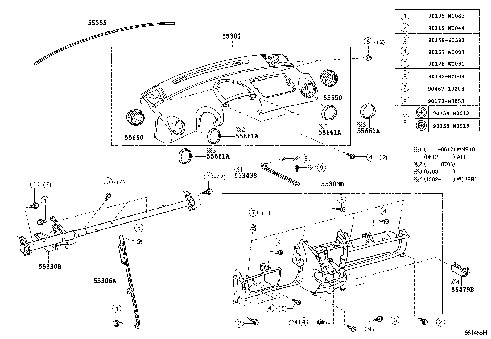 55306-0H020 BRACE SUB-ASSY, INSTRUMENT PANEL, NO.1 product image